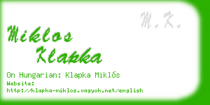 miklos klapka business card