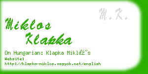 miklos klapka business card